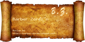Barber Zorán névjegykártya